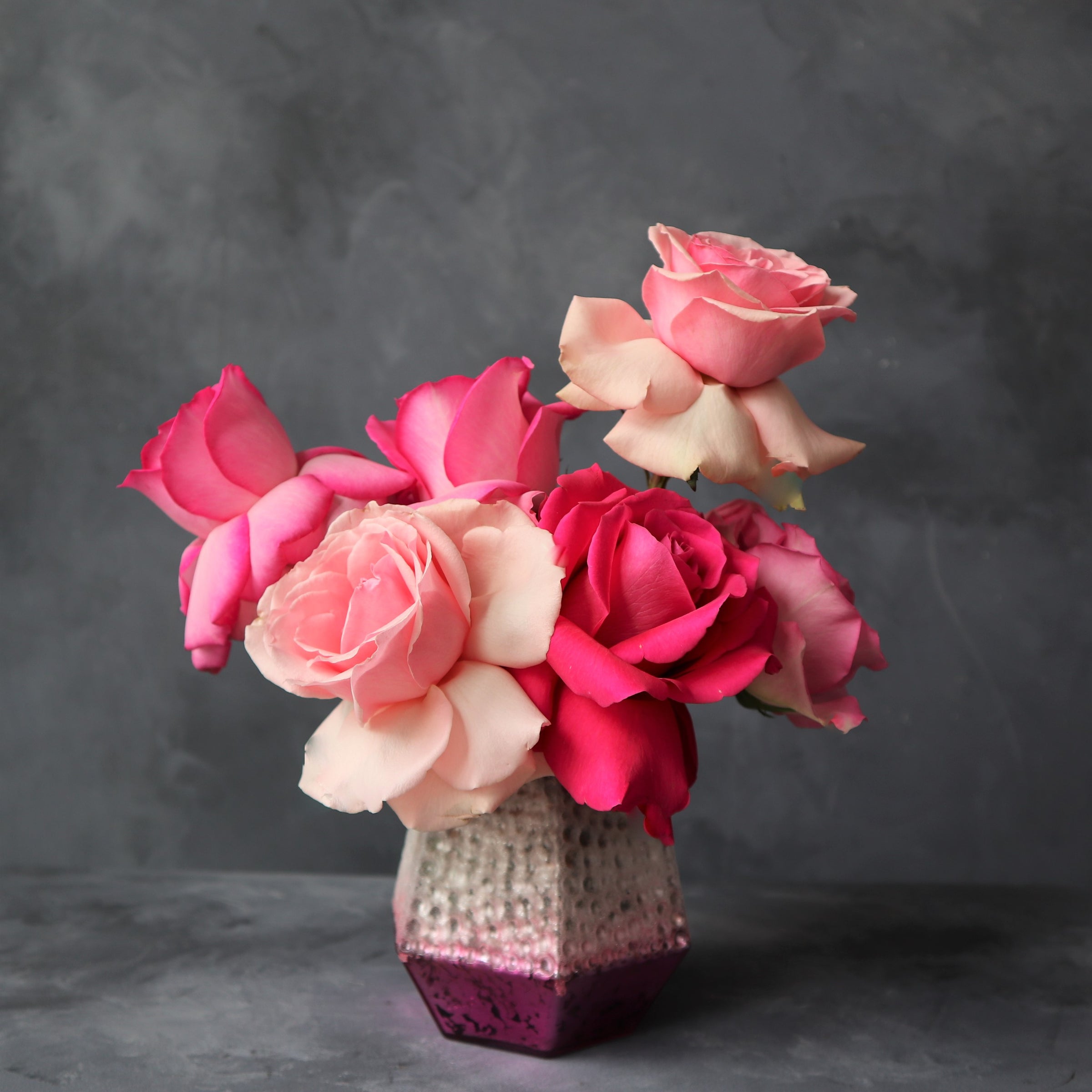 Assorted pink Rose arrangement