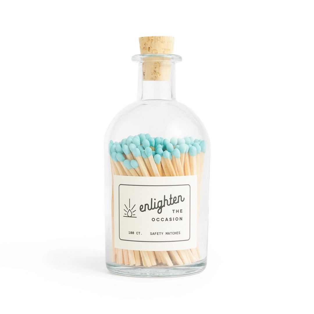 Enlighten the Occasion | Apothecary Jar with Baby Blue Matchsticks