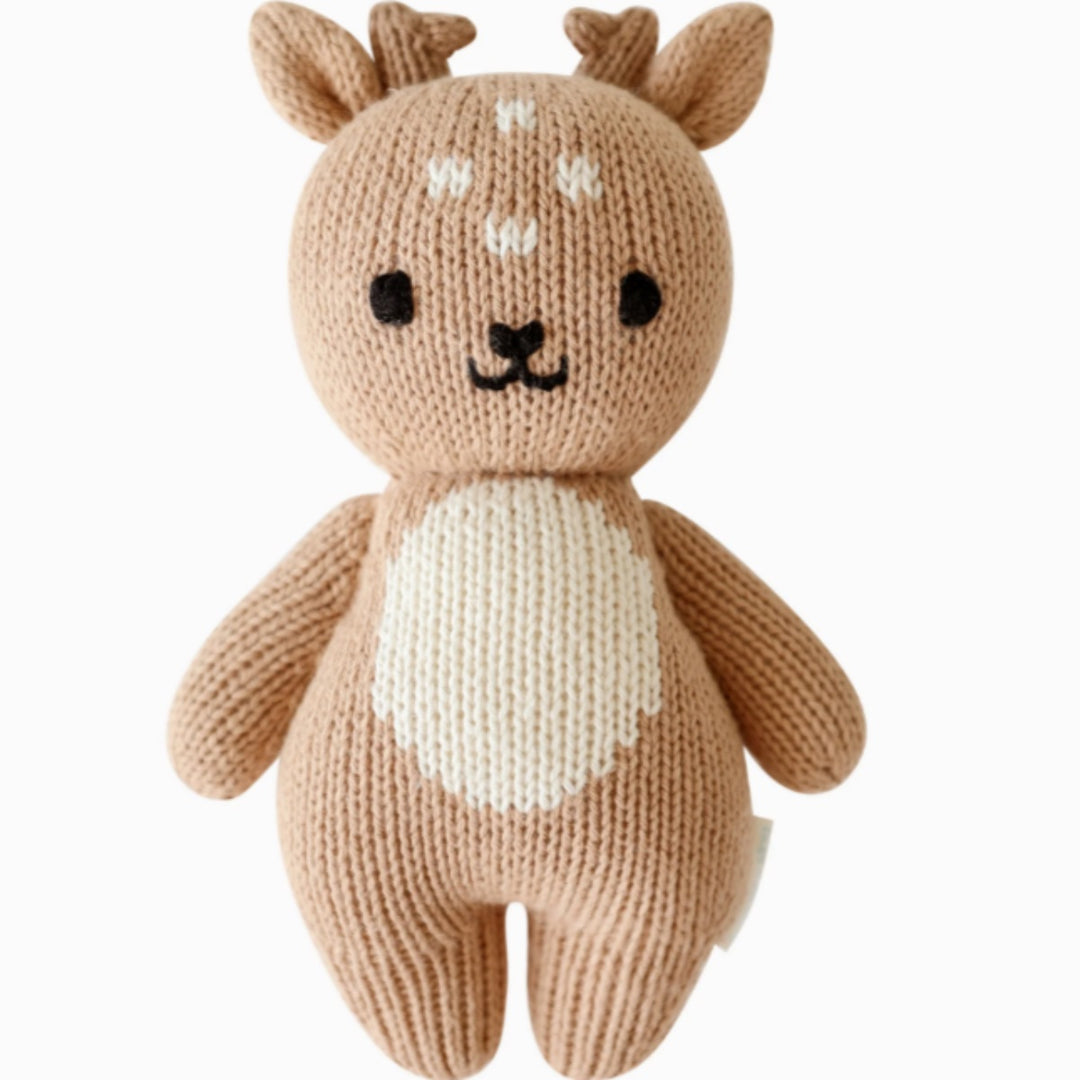 Baby Fawn | A brown and cream fawn plush with spots on the face and little horns.