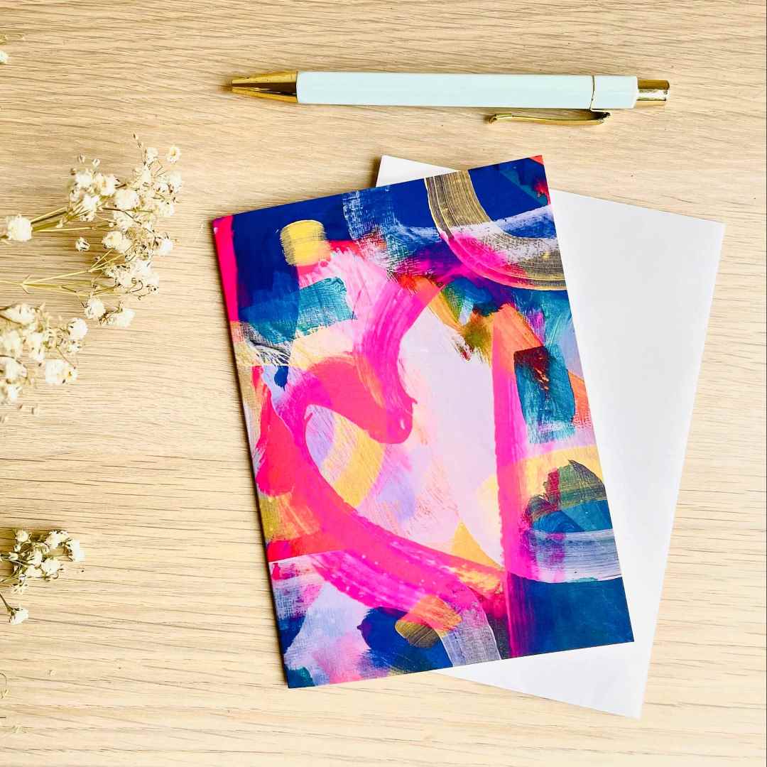 Beth Garner | A Painterly anniversary card with a pink heart.