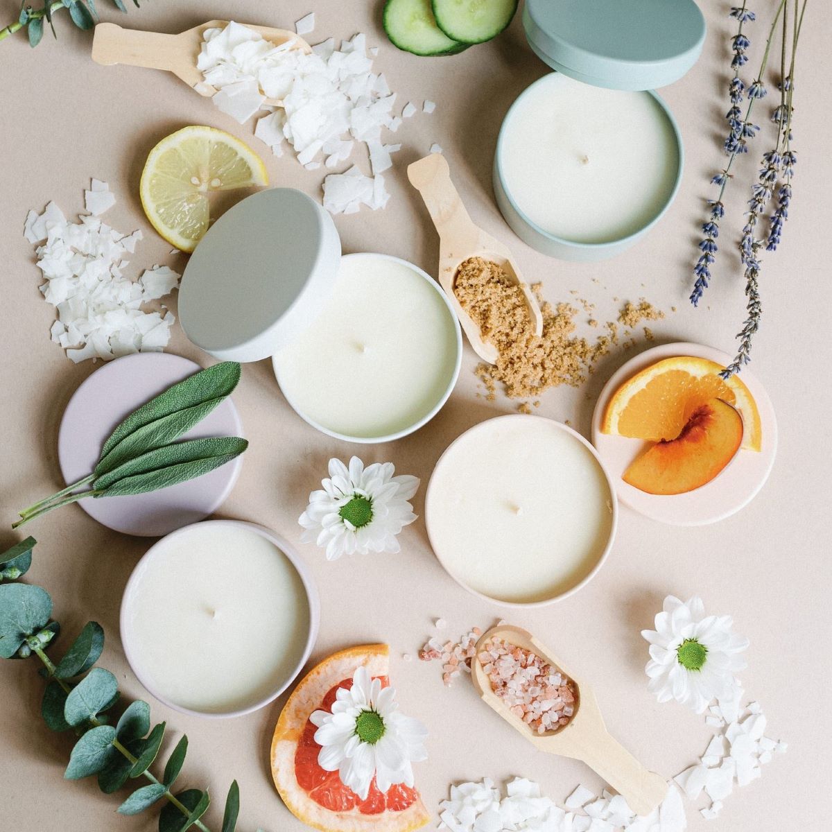 Flat lay of fleurish co candle flat lay 