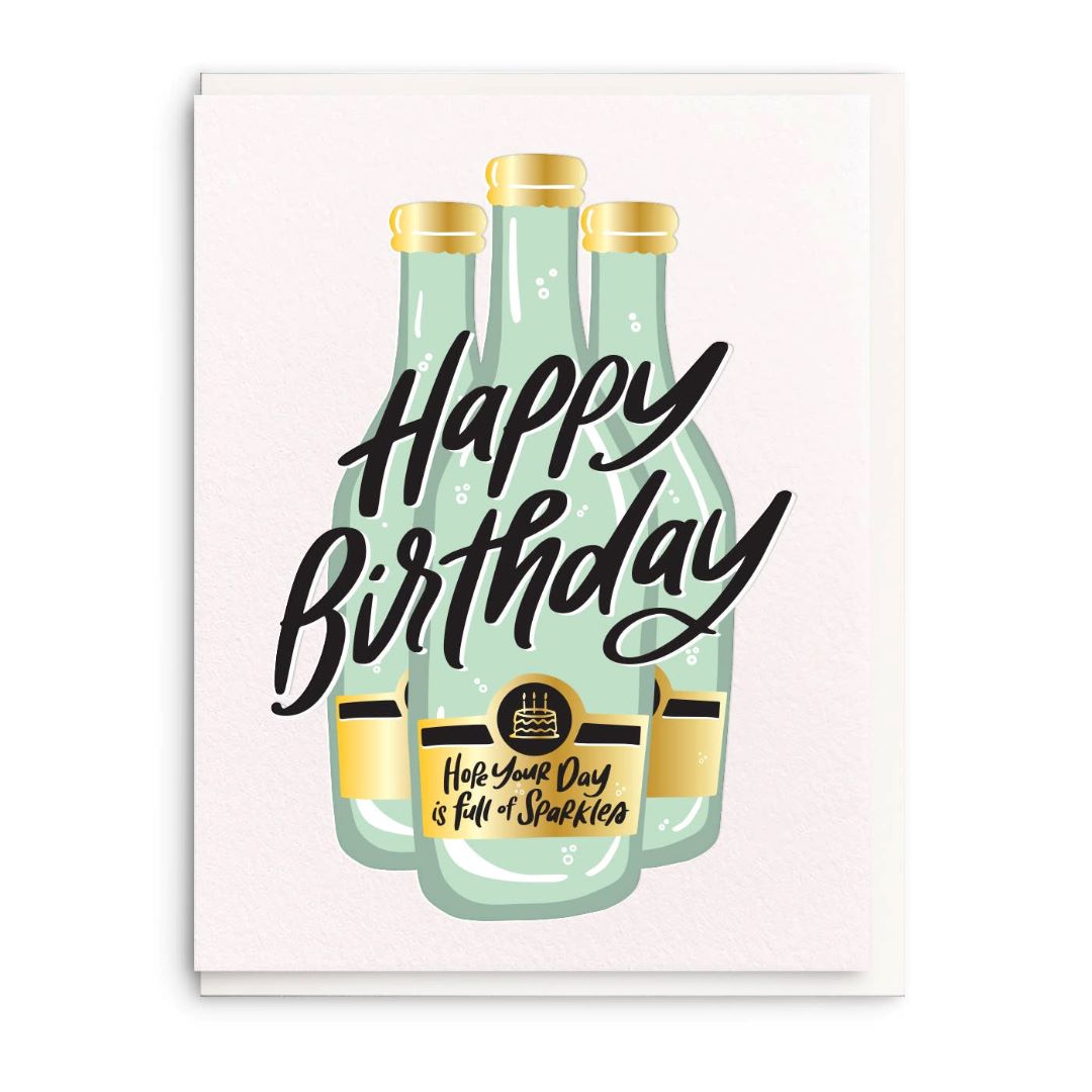 Dahlia Press | Happy Birthday Hop your day is full of sparkles | Sparkling champagne.