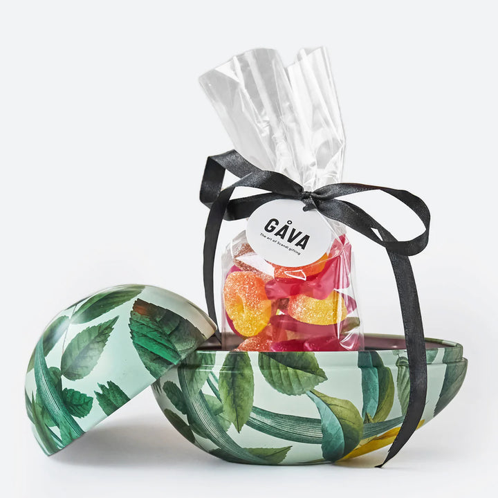 Gava Gifting | Swedish Reusable Tin Easter Egg with Vegan Pick and mix style candies. In the style: Blad