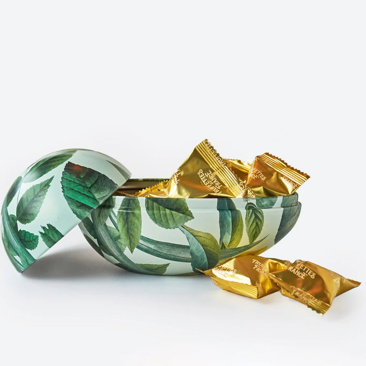 Gava Gifting | A Swedish reusable tin easter egg with chocolate truffles. In the style: Blad.