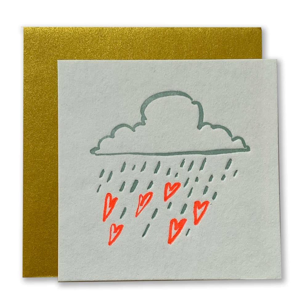 Ladyfingers Letterpress | A cloud raining hearts.