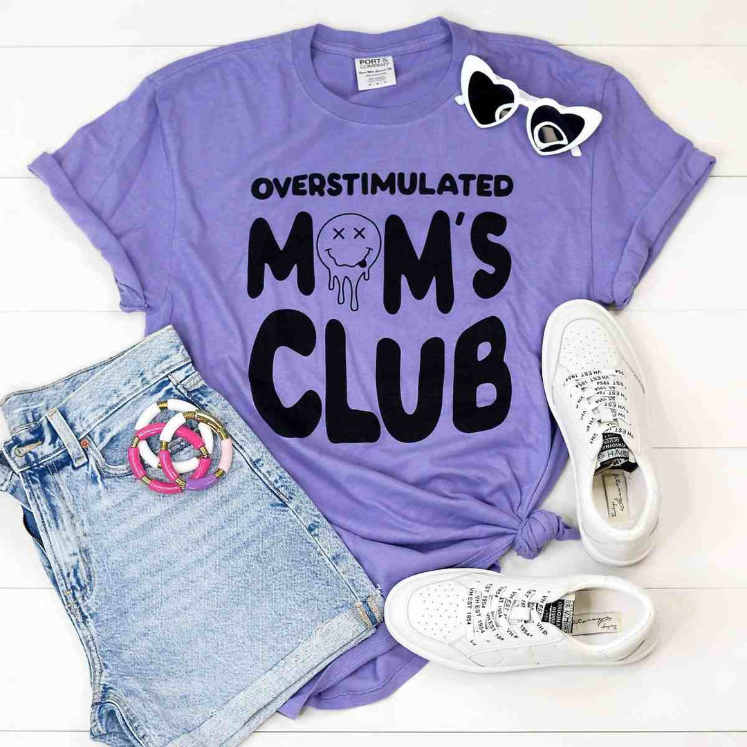 Mugsby | "Overstimulated Mom's Club" Graphic Shirt | Purple