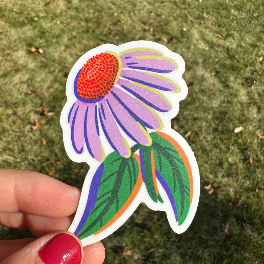 Piccolo Press | Coneflower Sticker, purple.