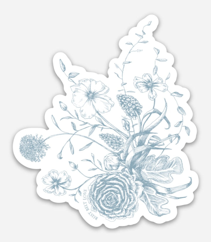 Rust Belt Love Paperie | Dusty Blue Floral Sticker