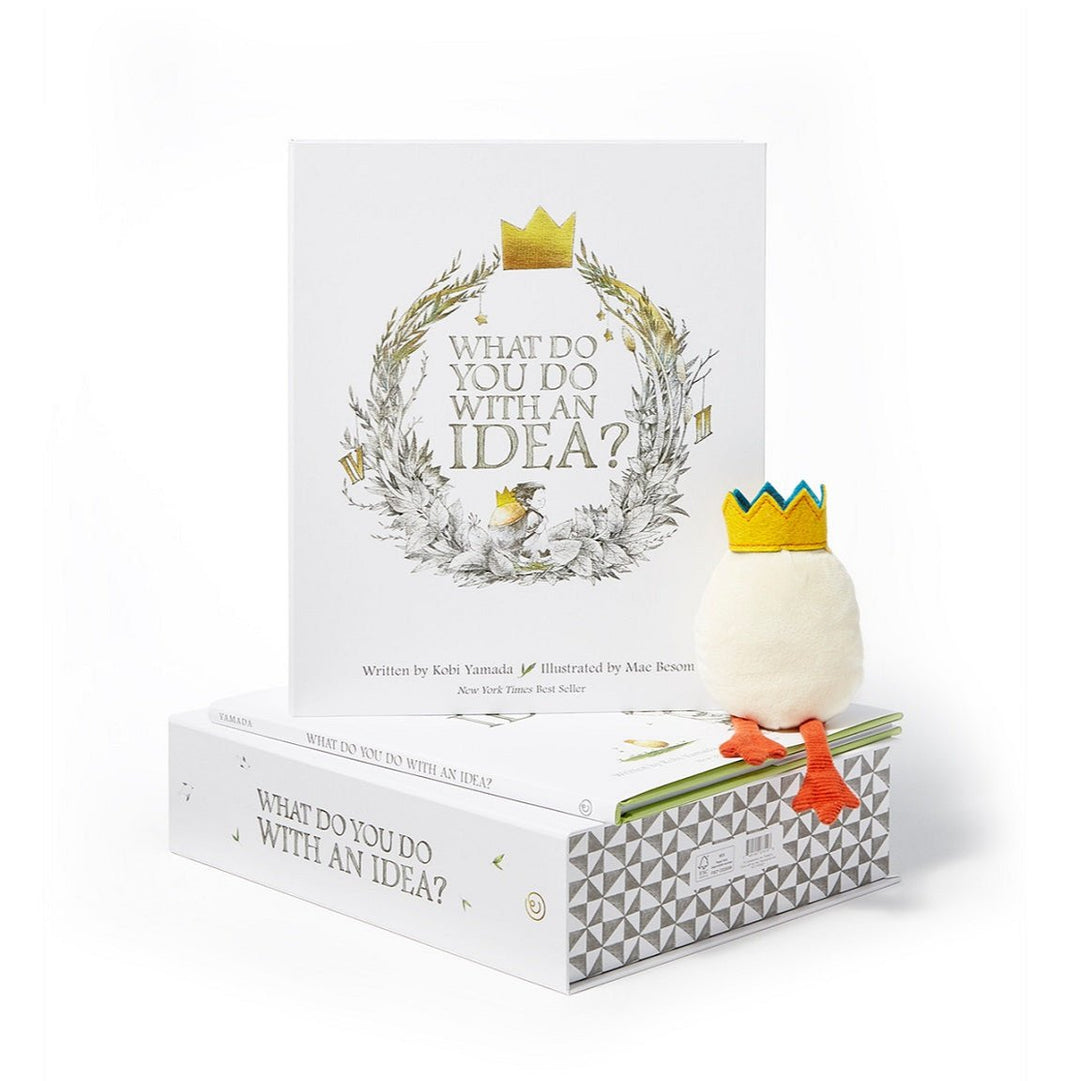 Compendium | What do you do with an idea? | A book with egg plush companion.