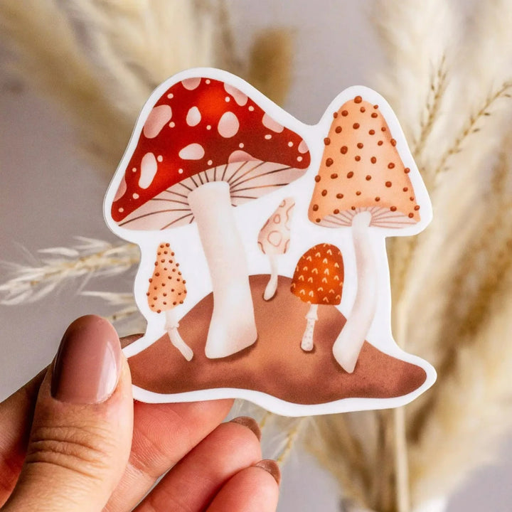 Stickers (Assorted Styles) | The Print Pantry | Digital watercolor style mushroom sticker.