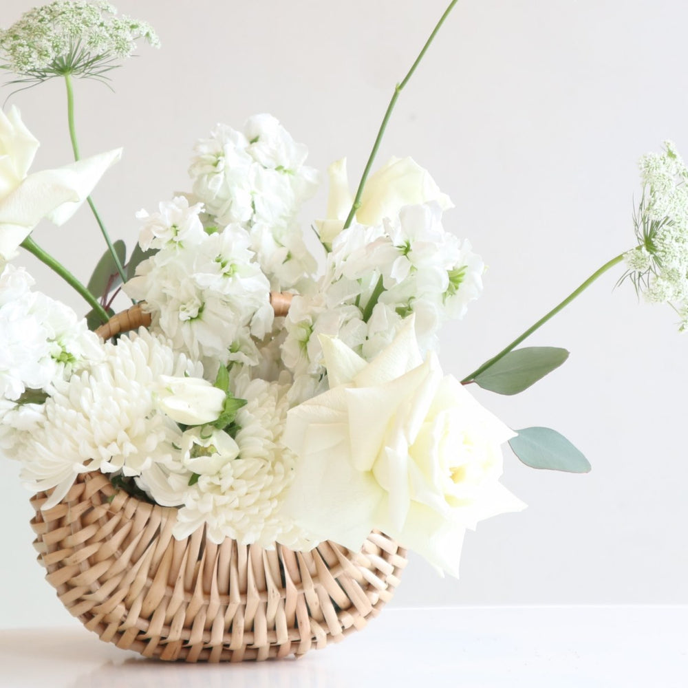 White blooms in a basket