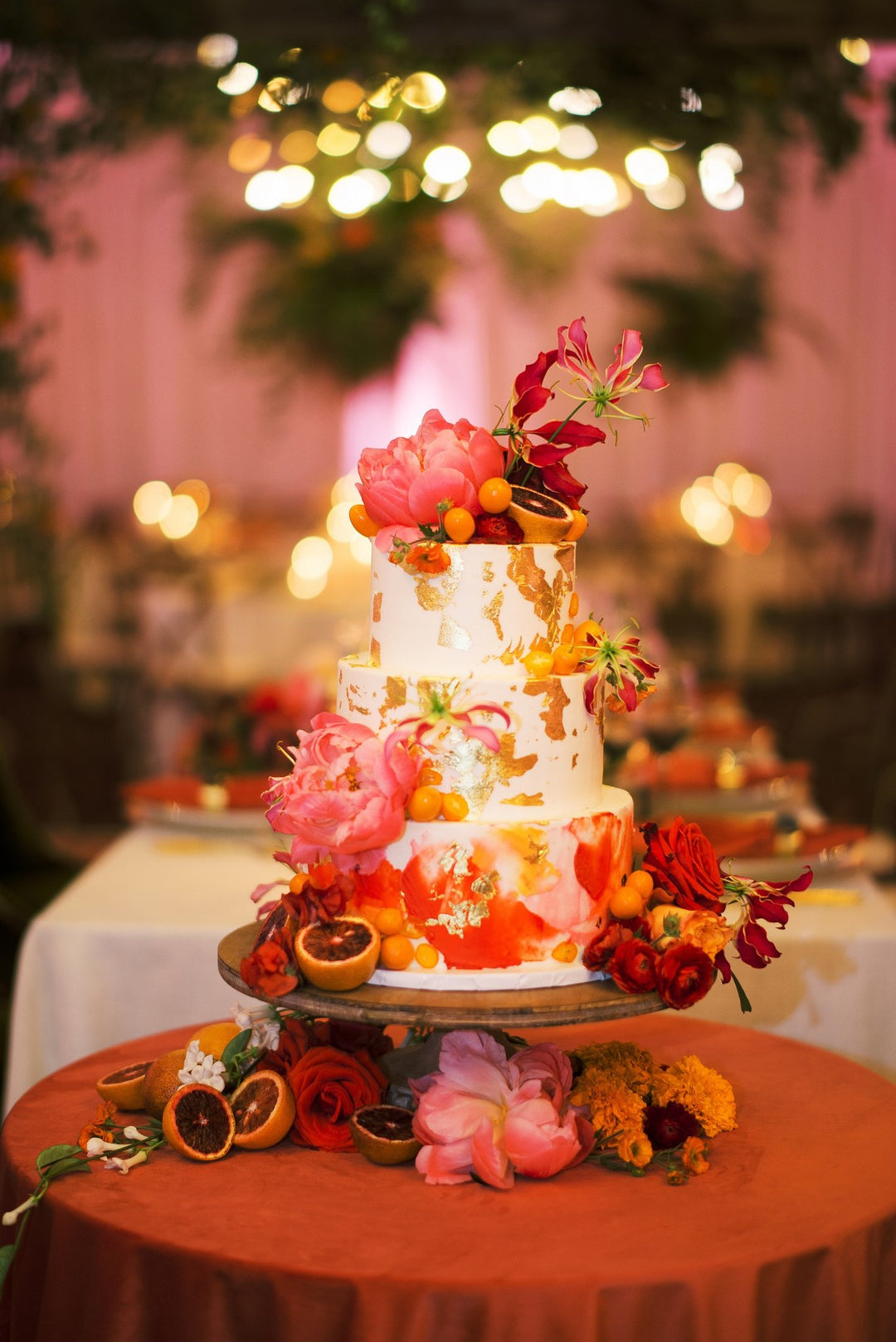 Blood orange Indian wedding with coral peonies