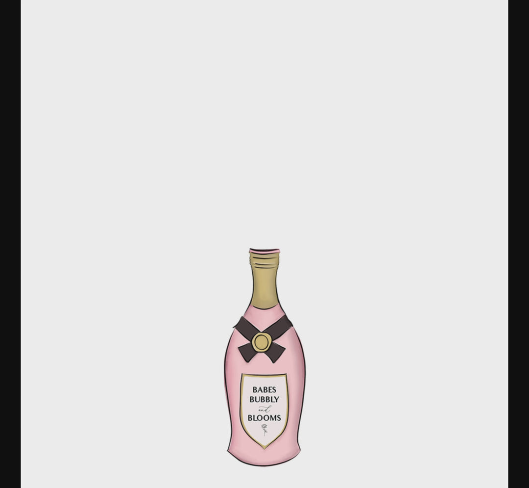GIF of the babes bubbly and blooms logo with flowers coming out of it.
