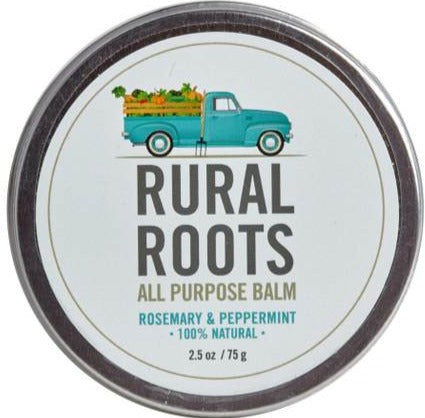 Rural Roots All Purpose Balm | All Purpose Balm, rosemary & peppermint, 100% natural, 2.5oz, 75g.