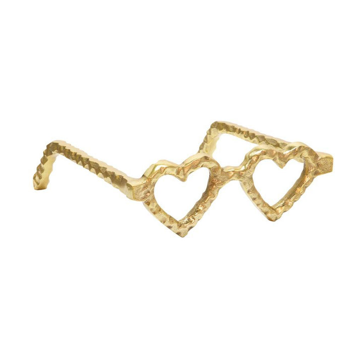 Metal Heart Shaped Glasses | Gold decorative heart glasses made of aluminum. Photo taken on a white background.