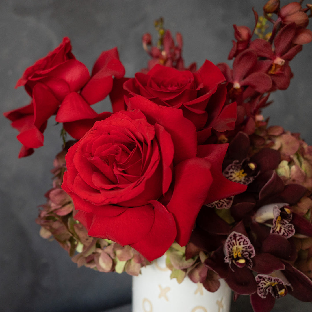 All red Flowers in this Red arrangement. Valentines Flower delivery  
