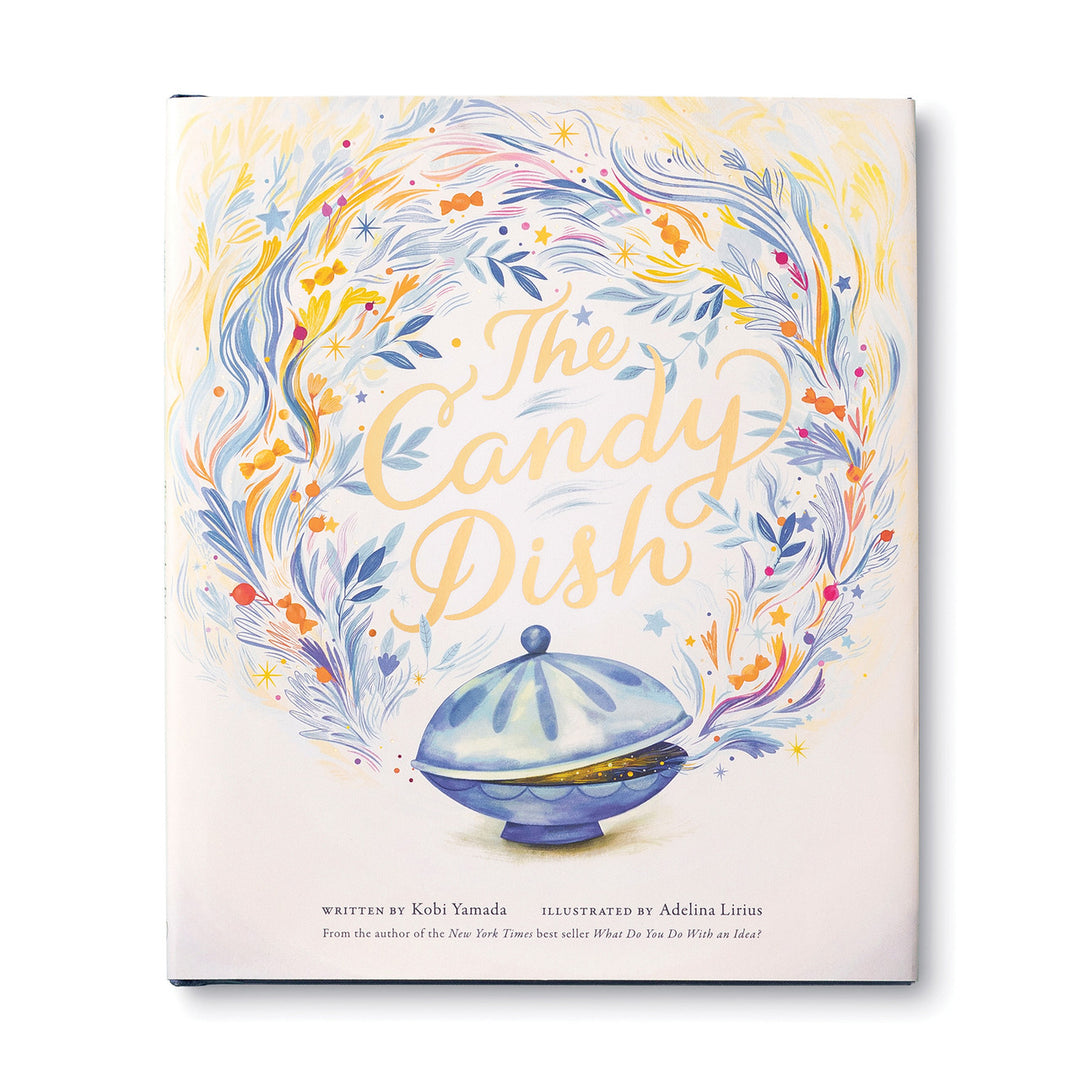 The Candy Dish | A beautifully whimsical cover featuring a candy dish opening slightly to reveal a gold interior, releasing a stream of botanical patterning with candy.