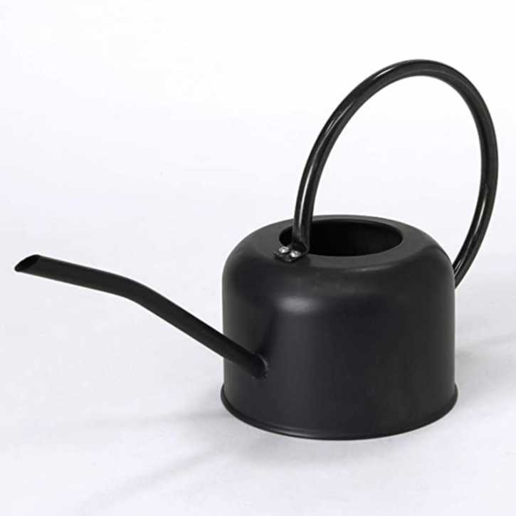 Spice of Life Watering Can | A black watering can with a round shape and round handle.