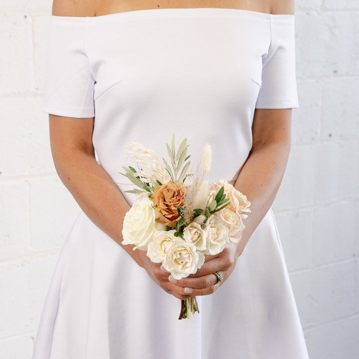 Boho tussy mussy in whites and neutrals
