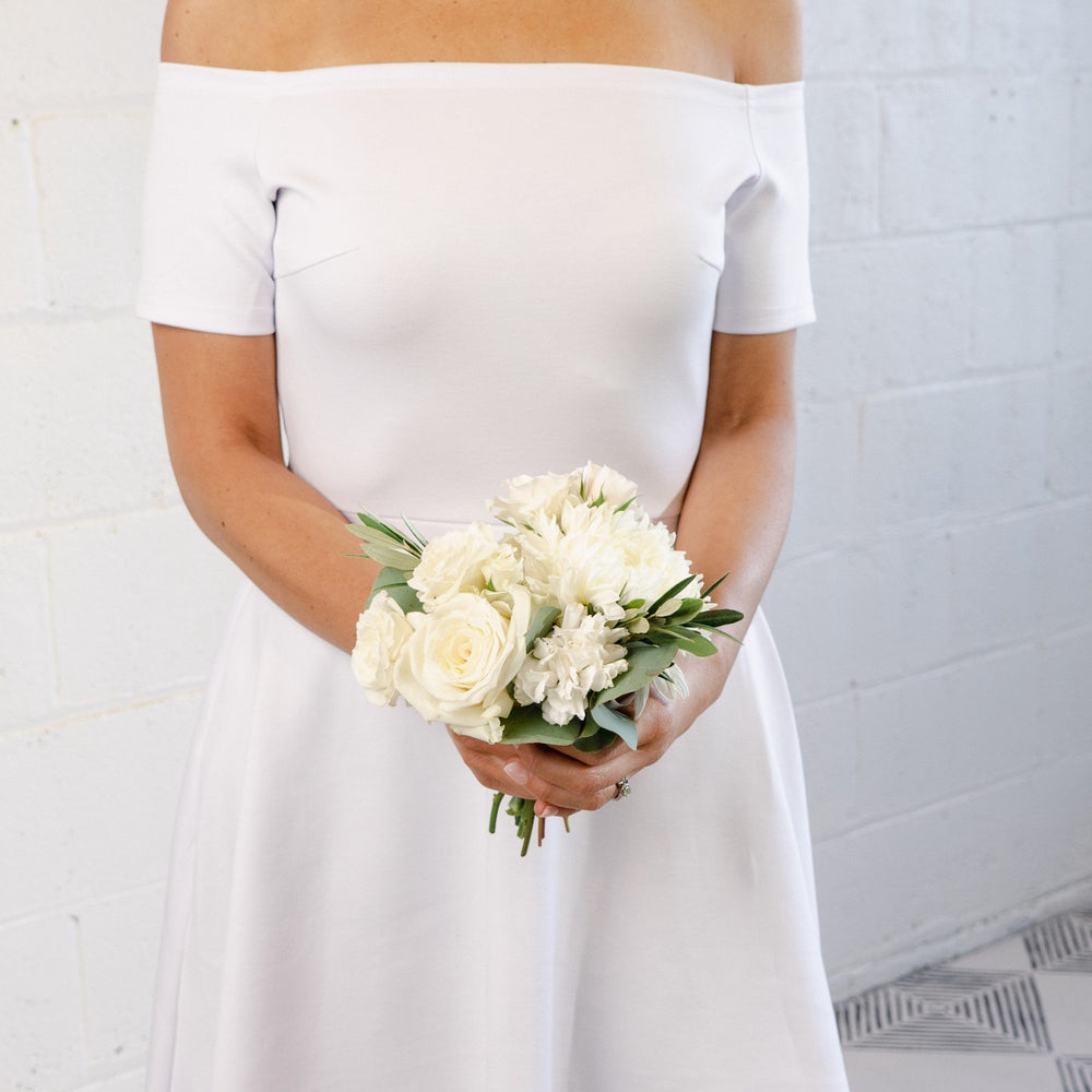 white and green small bouquet wedding florist