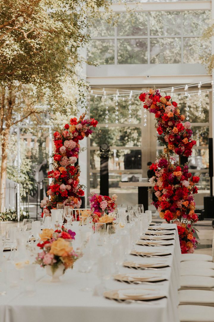 Floral Arch and Centerpieces at The Wintergarden