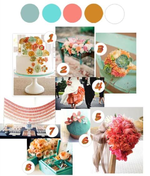Color Stories:Teal and Coral Wedding.