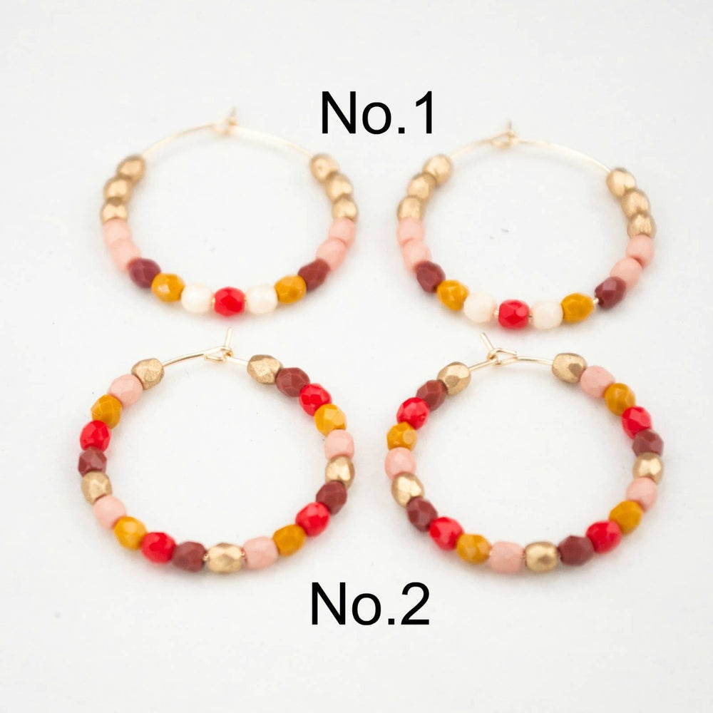 Nest Pretty Things | Red and Gold Hoops | 2 variations of the beaded hoop earrings.