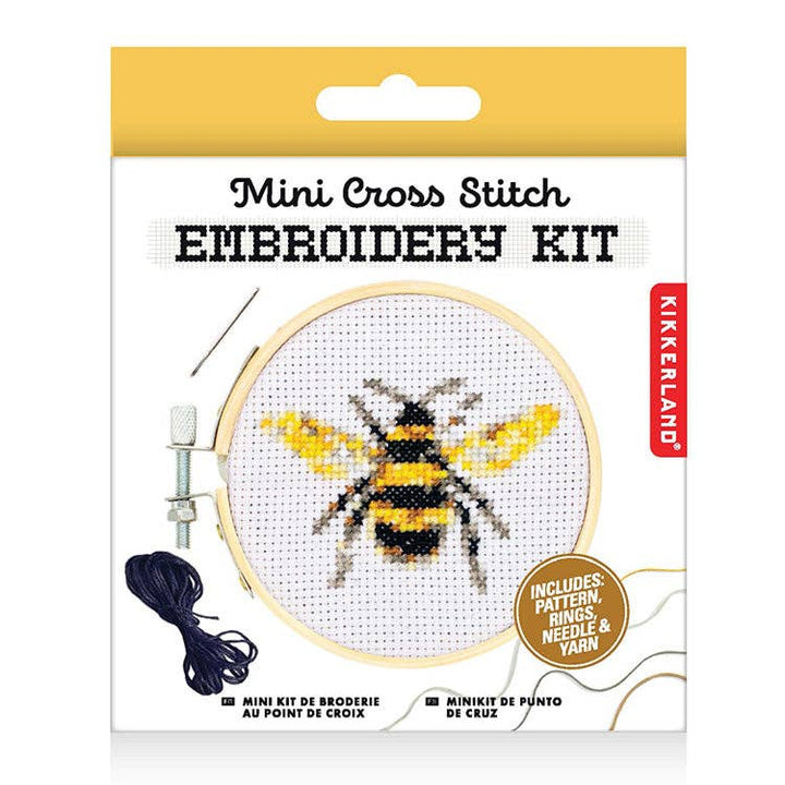 Kikkerland Design | Bee Mini Cross Stitch Embroidery Kit
