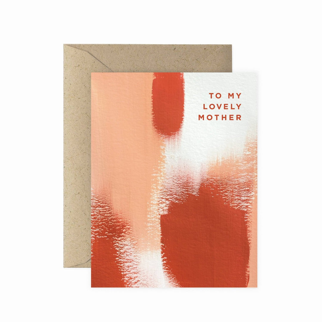 Paper Anchor Co. | Lovely Mother Greeting Card | A red and orange greeting card that reads "To my lovely mother"