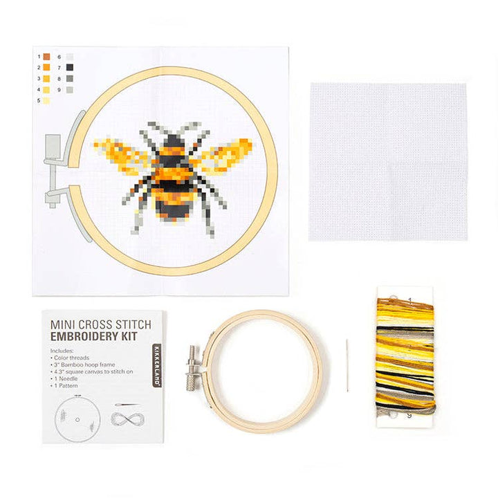 Kikkerland Design | Bee Mini Cross Stitch Embroidery Kit