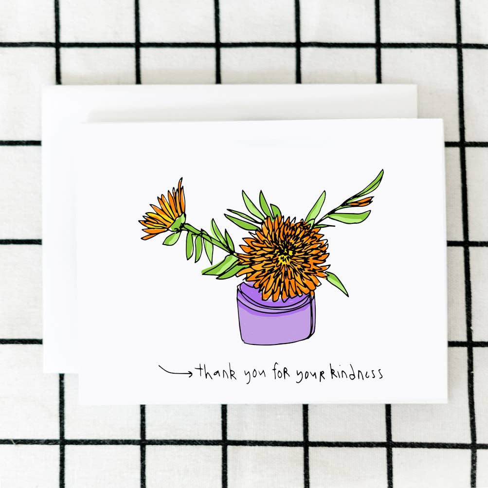 ARTJADEN | Thank you bouquet greeting card | Text "Thank you for your kindness".