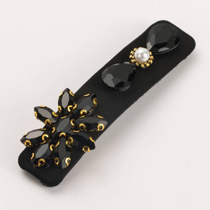 Accity | Black Hair pin, jewel studded | Black pin and jewels with gold accents.