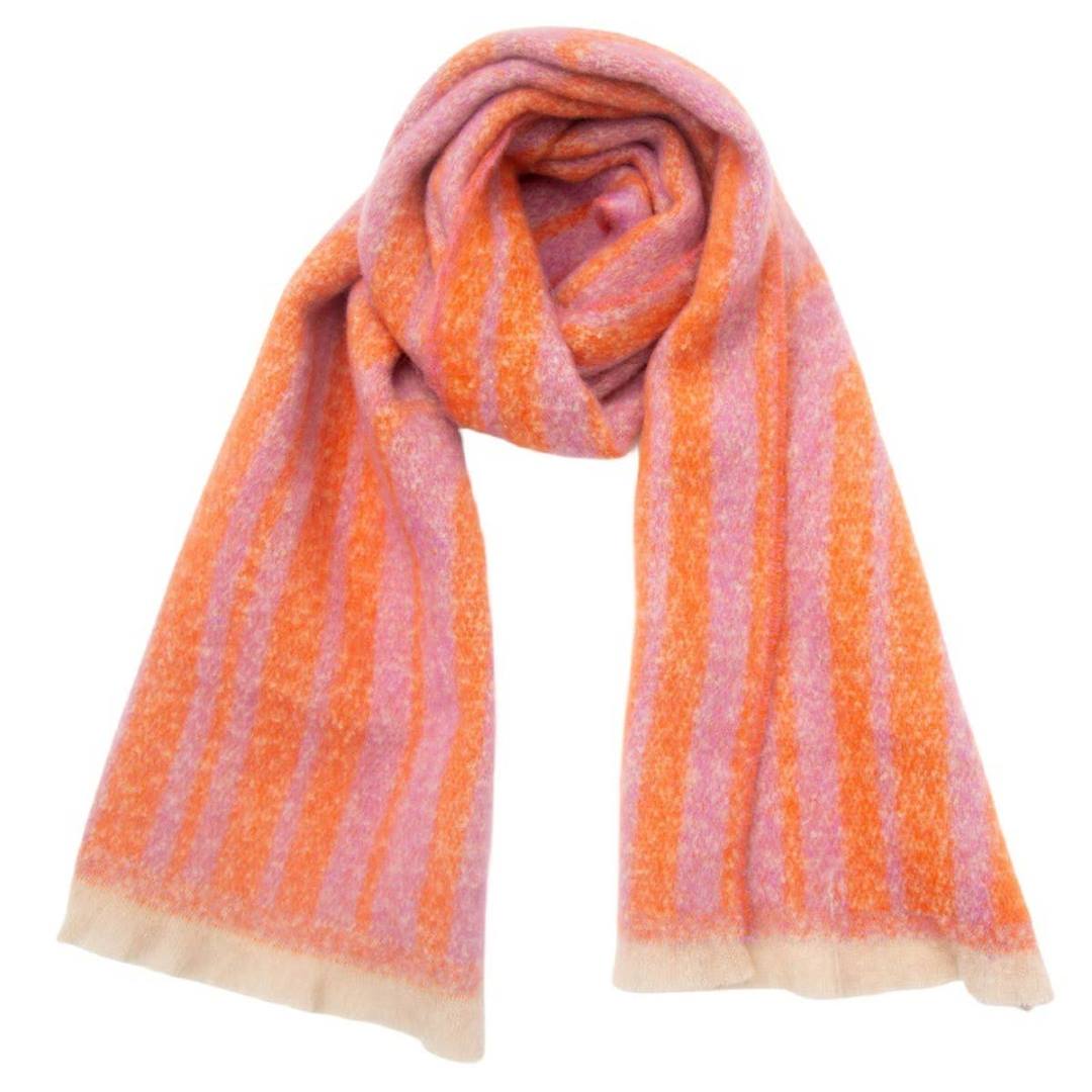 Accity | Geometric Jacquard Scarf | Pink and orange.