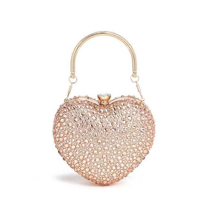 Accity | Rose Gold Rhinestone Heart Shaped Purse