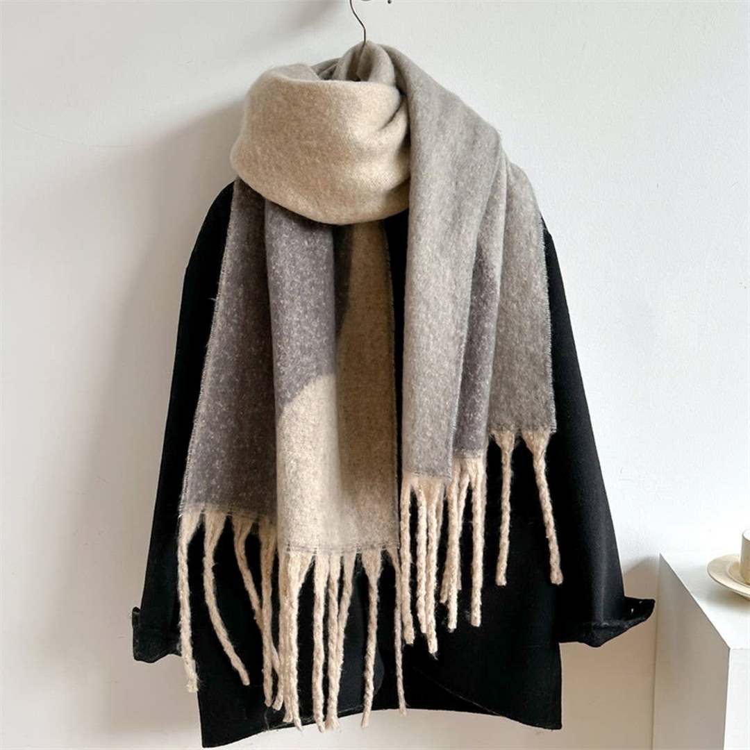 Accity | Colorblock Scarf | Grey with white accents.