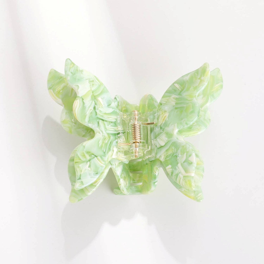 Adorro | Bella Blue Butterfly Clips | Green butterfly with hints of yellow.