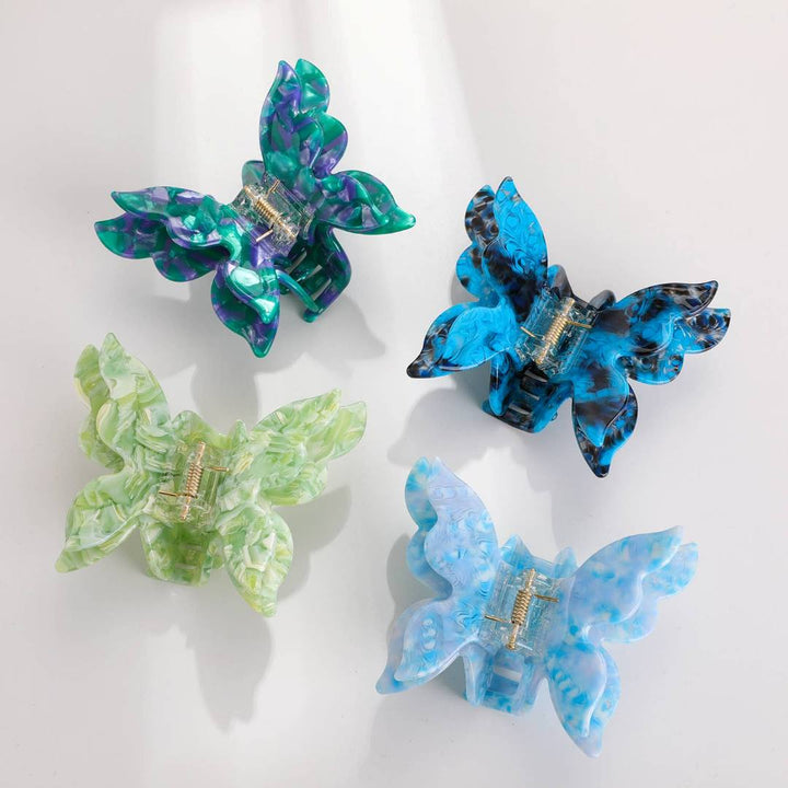 Adorro | Bella Blue Butterfly Clips | Clips in green/purple, blue/black, green, blue/purple