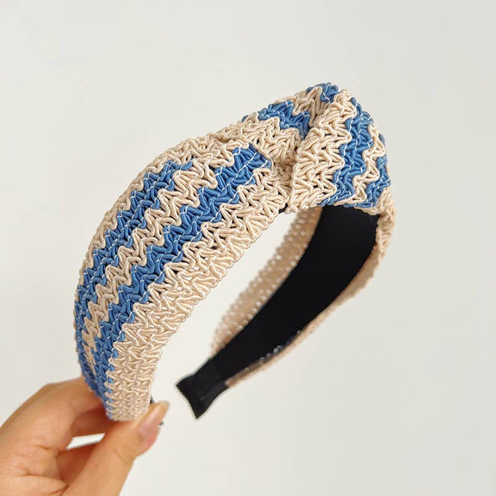 Adorro | Woven Twist Straw Headband | Blue