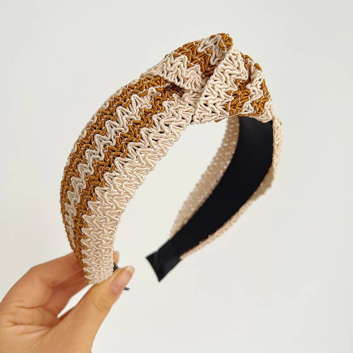 Adorro | Woven Twist Straw Headband | Brown