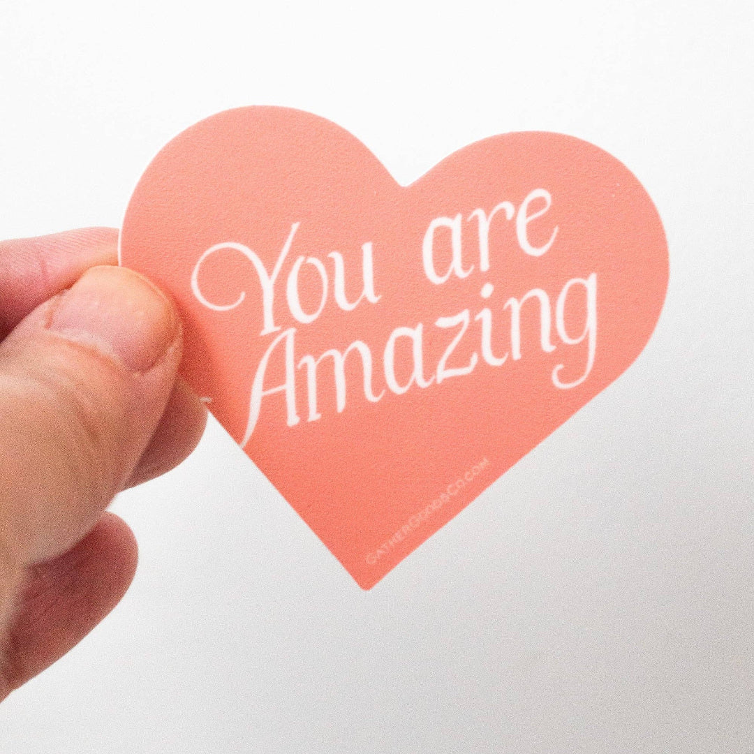 Heart-shaped sticker with &