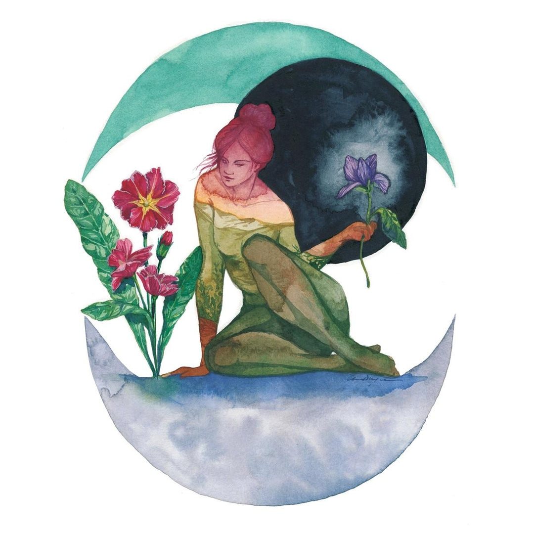 Andrea Durfee | February Goddess Print | A woman posing with a flower