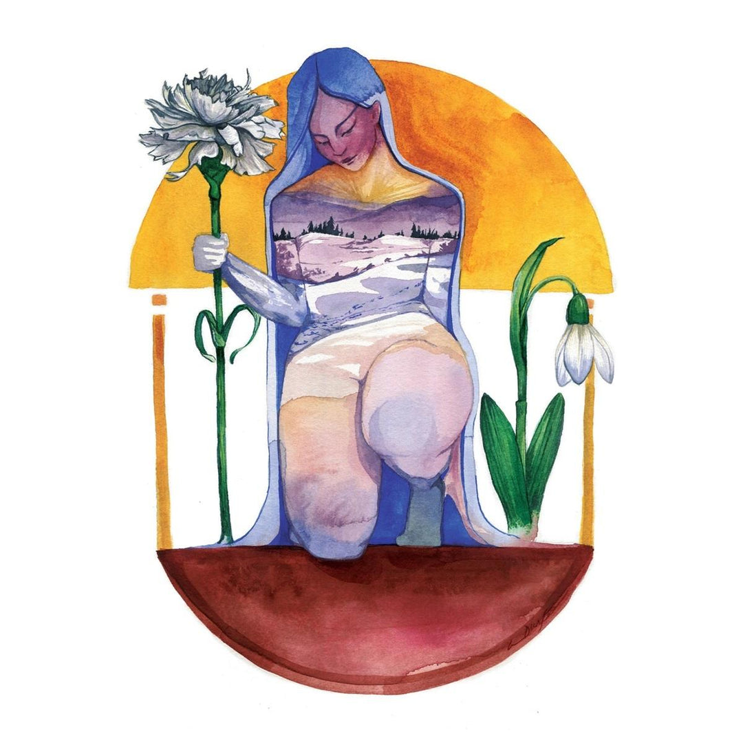 Andrea Durfee | January Goddess Print | Birth flower | Goddess posing with a flower.