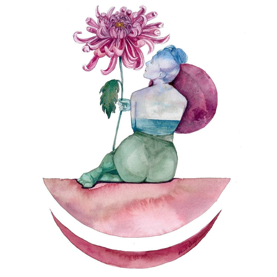 Andrea Durfee | November Goddess Print | Goddess posing with a flower.