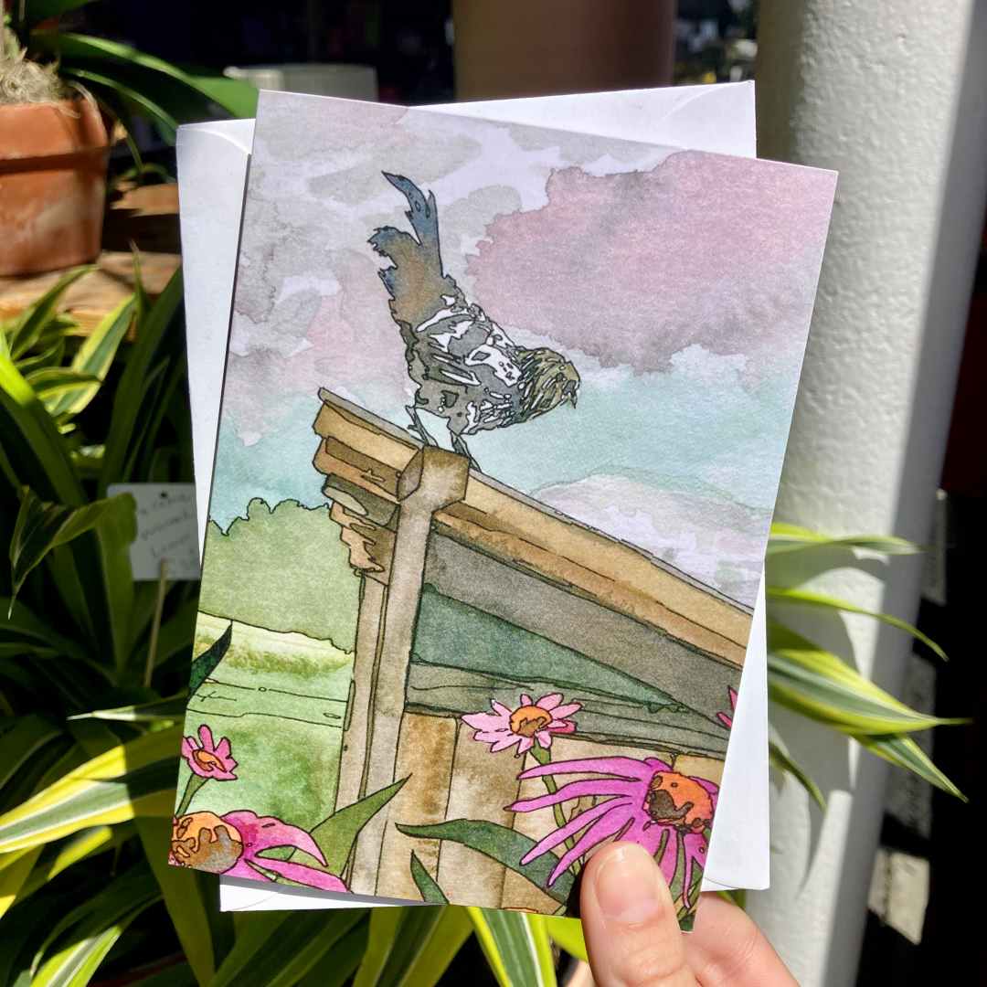 Andrea Durfee | Rooftop | A rooster on a rooftop.