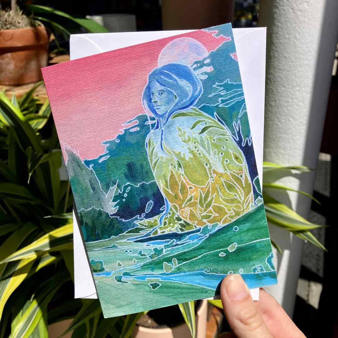 Andrea Durfee | Seer No. 6 | a woman in a landscape painting.