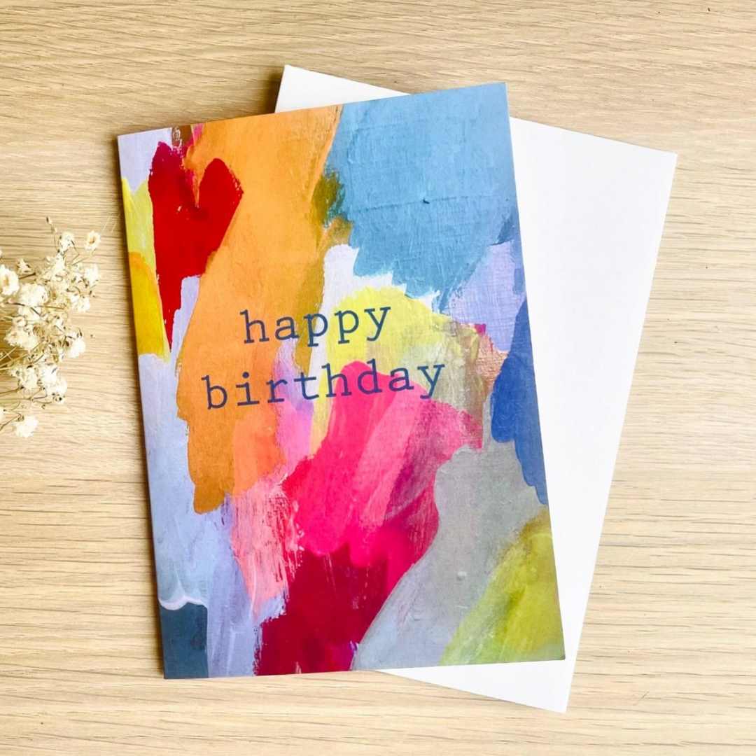 Beth Garner | Abstract Greeting Card, happy birthday, painterly