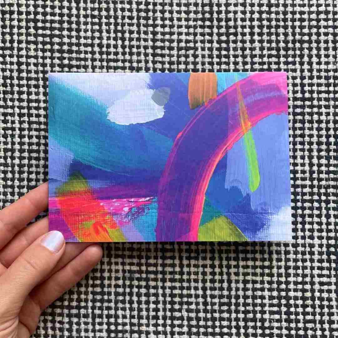 Beth Garner | Abstract Greeting Card | Blue with pink, painterly