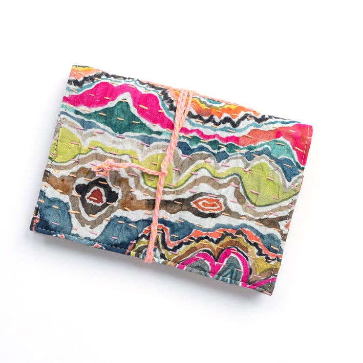 Colorful fabric wrap with a pattern on a white background