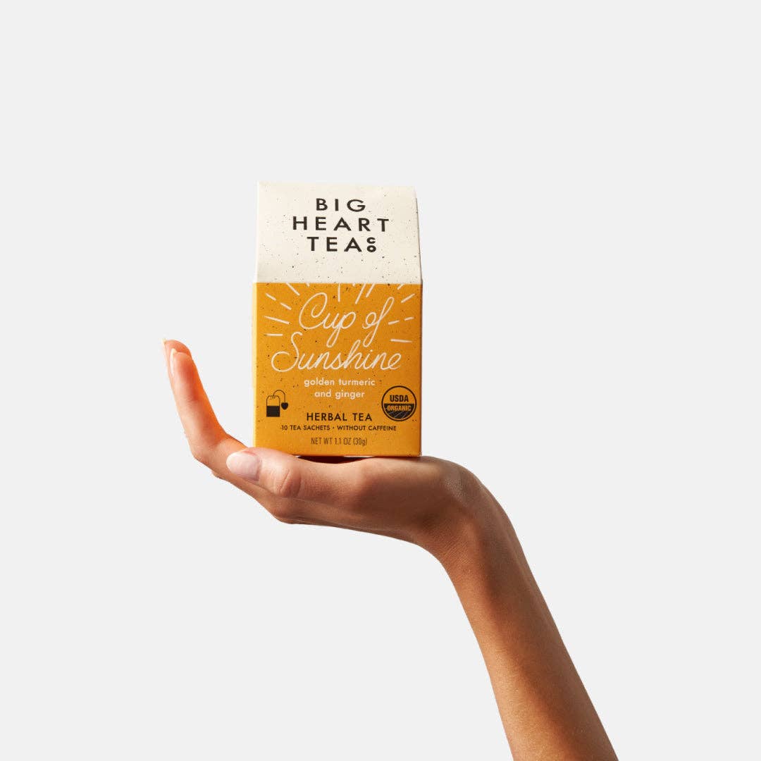 Big Heart Tea Co. | Organic Tea (golden turmeric and ginger), cup of sunshine. You are awesome yellow mug