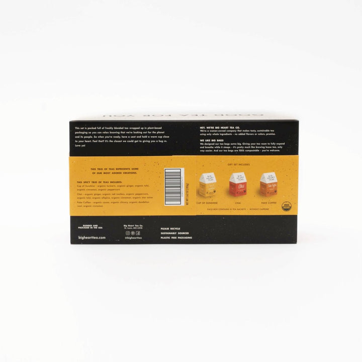 Big Heart Tea | Back of a product box with text and images on a white background